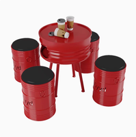 Tabouret rond en fût de fer de style industriel, tabouret de rangement en fer forgé, zone de repos en fût de fer, tables et chaises de négociation pour bar KTV