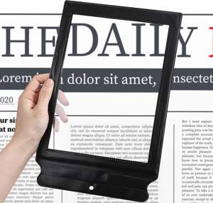 แว่นขยายหน้าเต็มทรงสี่เหลี่ยมผืนผ้าสำหรับอ่านเลนส์หลอดไฟ LED 3X แบบเรียบง่าย - Product Image 1