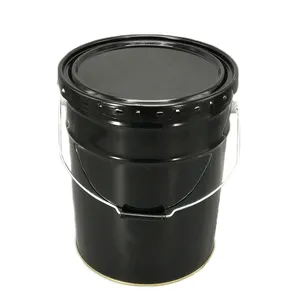 Buon prezzo nero tamburo secchio di vernice chimica su misura in metallo approvato secchio 5 gallone 18 litri secchio secchio con copertura di fiori