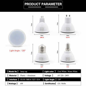 <span class=keywords><strong>Ampoule</strong></span> <span class=keywords><strong>LED</strong></span> Dimmable <span class=keywords><strong>GU10</strong></span>, Spot <span class=keywords><strong>LED</strong></span> 110V 220V 7W MR16 GU5.3 avec puce COB, Angle de Faisceau 24 Degrés pour Éclairage Décoratif Maison et Bureau - Product Image 2