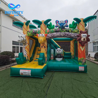 Château Gonflable Commercial Robuste en PVC, Combo Toboggan et Structure de Rebond pour Enfants, Idéal pour la Location Événementielle