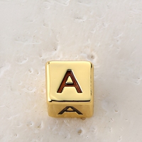 Pendentif en forme de lettre en laiton plaqué or 18 carats, perle alphabet cube pour la fabrication de colliers, bracelets et bijoux