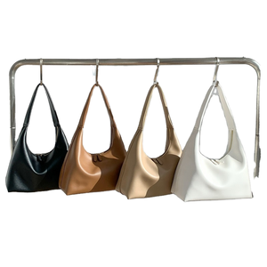 Urban Simple Style Retro Fashion Single <b>Strap</b> Waterproof PVC Milk Tea Color Gentle Wind <b>Shoulder</b> Dumpling Bag Branded Polyester - Product Image 1