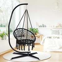 Chaise hamac d'extérieur Danlong, chaise suspendue en macramé en corde de coton avec cerceaux métalliques pour salon, jardin, style nordique