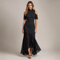 Robe longue décontractée Joydressing pour femme, épaules dénudées, manches courtes, jupe fluide, pour vente en gros en boutique