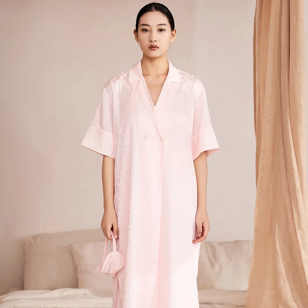 Casual Womens Valentine Pajamas solid color custom logo Ice Silk Short Satin Kimono Robe