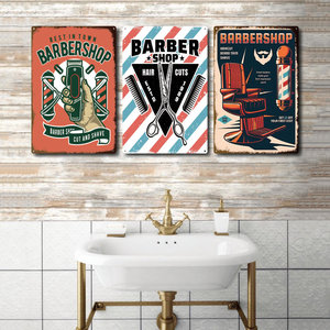 Plaques en métal <span class=keywords><strong>vintage</strong></span> pour salon de coiffure <span class=keywords><strong>Plaque</strong></span> décorative en étain personnalisée de <span class=keywords><strong>grande</strong></span> taille pour salon de coiffure Plaques en métal pour salon de coiffure rétro - Product Image 2