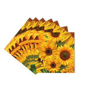 Sunflower Paper Plate Set 60-80 Pcs Birthday Party Tableware Round Digital Printing <b>Environment</b> Friendly - Product Image 5