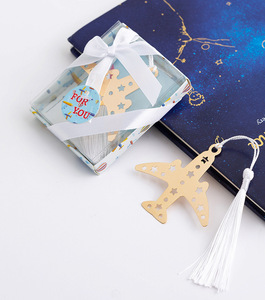 Favor de fiesta temática de viaje Regalos de devolución de boda y Baby Shower-Deja <span class=keywords><strong>que</strong></span> la aventura <span class=keywords><strong>comience</strong></span> Marcapáginas de avión hecho de metal duradero - Product Image 1