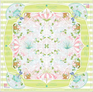 Tapis de jeu de mahjong en néoprène imprimé singe et parasol, avec règles de Charleston, imperméable et antidérapant. - Product Image 1