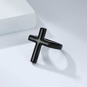 Instagram-worthy yunnique style cross <b>ring</b> for men, simple smooth <b>titanium</b> steel plated with 18K gold, street fashi - Product Image 4