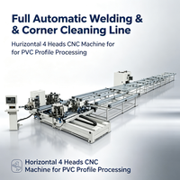 Máquina de Soldadura CNC Horizontal Totalmente Automática de 4 Cabezas, Máquina de Limpieza de Esquinas, Soporta Transferencia Automática de Materiales, Flexible