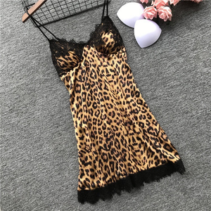 Robe courte d'été en soie pour femme, légère, à manches longues, motif léopard, en dentelle, pour mariage, demoiselle d'honneur, kimono, peignoir de nuit, en satin doux - Product Image 3