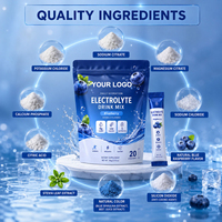 Poudre d'électrolytes pour l'hydratation sportive, saveur framboise bleue, sans sucre, boisson vitaminée pour la gestion de l'énergie et la réhydratation
