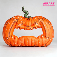 Ballon gonflable géant en forme de citrouille à crocs pour la décoration de maison hantée, statue de citrouille d'Halloween personnalisée pour les idées de fête