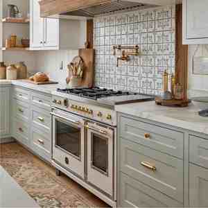 Fabricant d'armoires de <span class=keywords><strong>cuisine</strong></span> Shaker personnalisées style campagnard, design en bois massif, prêtes à assembler, avec <span class=keywords><strong>poignée</strong></span> dorée - Product Image 6