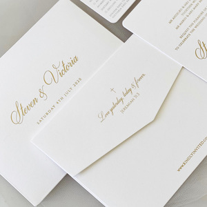 Tarjeta de Invitación de Boda de Papel Recubierto con Relieve, Moderna y de Lujo, con Logotipo Personalizado, Tarjeta de Visita Ecológica con Corte Troquelado - Product Image 3