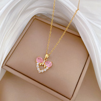 Collier Cœur et Nœud en Acier Inoxydable Plaqué Or, Étanche et Anti-ternissement, Tendance TikTok Fanhua Jewelry