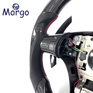 Volante de Cuero y Fibra de Carbono para Chevrolet Corvette C6 Camaro para ZR1 Malibu SS Cobalt HHR Pontiac <span class=keywords><strong>G5</strong></span> Estilo Racing - Product Image 4