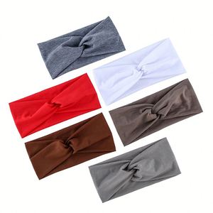 Bandeau de sport élastique pour femme, anti-transpiration, large, antidérapant, pour yoga, course, gym, fitness, couleur unie ou tie-dye - Product Image 2
