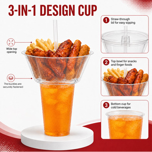 Bicchiere di Plastica Monouso per Hotpot, Cola, Tè al Latte con Vassoio Superiore per Snack e Coperchi, Creativo Contenitore per Popcorn - Product Image 5