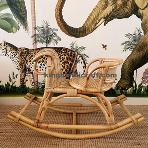 बच्चों और बच्चों के लिए हस्तनिर्मित रतन पशु रॉकिंग चेयर. हाथी घोड़े या बंनी आकार में पर्यावरण के अनुकूल बेबी रॉकर सीट - Product Image 1
