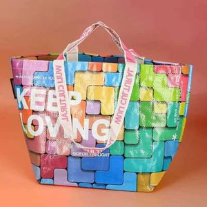 High Quality Custom Color Printing Waterproof Laminated PP Hand Woven Bag Shopping Woven Handbag for Gifts - Product Image 6