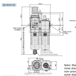Bộ lọc khí nén điều chỉnh bộ phận kết hợp bôi trơn, G1/2 G1/4 G3/8 G1/8, cho hệ thống khí nén - Product Image 5