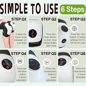 Masajeador de rodilla recargable por USB con terapia de calor y vibración Alivio del dolor de hombros y codos - Product Image 6