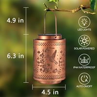 Lampes solaires en forme de colibris - Lampes LED suspendues en métal imperméables pour l'extérieur - Cadeaux d'anniversaire pour femmes, grand-mères - Décoration de jardin et de patio
