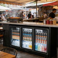 Mini-réfrigérateur à boissons 3 portes, refroidisseur de bar commercial sous comptoir avec éclairage LED et ventilateur de refroidissement