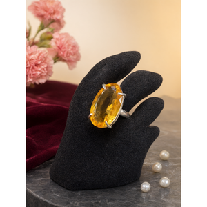 Anillo de doble barril con piedra facetada de citrino en plata 925, regalo para el Día de la Madre, joyería de cristal, anillo de gema. - Product Image 3