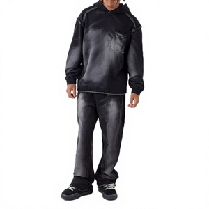 Chándal con Capucha para Hombre, Degradado Sólido, Manga Larga, Corte Regular, Estilo Urbano, 100% Algodón, Transpirable, Informal de Invierno - Product Image 1
