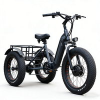 Tricycle électrique avec panier de chargement arrière, batterie lithium 36V, moteur roue arrière, tricycle cargo adulte pour la livraison à domicile et les courses