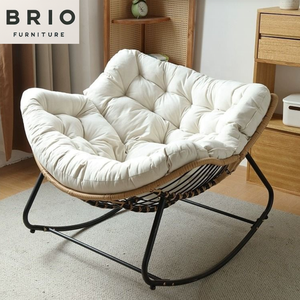 Factory Hot <strong>Sale</strong> Oversized Modern Design Indoor/Outdoor <strong>Rocking</strong> <strong>Chair</strong> Sturdy Comfy Rocker Recliner Large Lounging <strong>Chair</strong> Beige - Product Image 4
