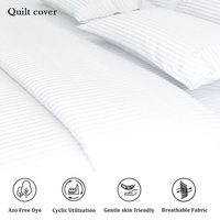 Ensemble de literie d'hôtel en satin rayé 100% coton 200TC de haute qualité, tailles King/Queen/Twin, housses de 3 cm, draps de lit d'hôtel, ensemble de linge