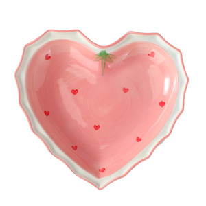 Cartoon Cute Love Polka Dots Eco-Friendly Durable Bone China Tableware Set Party Use High-Value Home Creative Fruit <b>Plate</b> Salad - Product Image 5