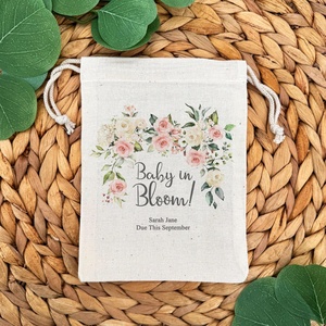 Mini Sacchetto in Lino con Coulisse Personalizzato, Regalo per Baby Shower '<span class=keywords><strong>È</strong></span> un Maschio' o '<span class=keywords><strong>È</strong></span> una Femmina', Sacchetti Floreali in Lino con Coulisse Personalizzati - Product Image 3