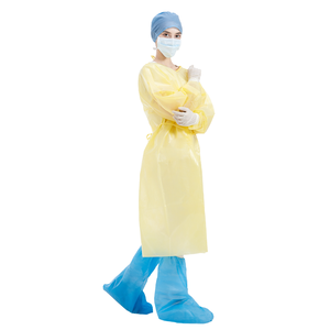 Robe d'opération jaune PP PE imperméable AAMl niveau 3 robe d'isolement robes jetables médicales fournisseurs Hubei Haixin - Product Image 2