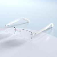 Kacamata Audio Pintar G1W Rimless Frameless V5.4 Kontrol Geser Sentuh 15 Jam Pemutaran Musik Dapat Dilepas dengan Resep Kacamata Anti Cahaya Biru