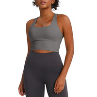 Soutien-gorge de sport antichoc à maintien élevé, dos croisé, couleur unie, sensation seconde peau, design populaire pour l'entraînement physique