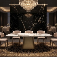 Table à manger rectangulaire en pierre frittée minimaliste de luxe pour restaurant, design moderne, 6 places