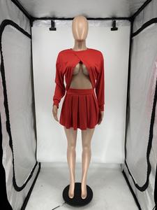 Conjuntos de mujer Top corto sin espalda y minifalda plisada Conjunto diario a juego Ropa Mujer Conjunto de dos piezas Ropa de mujer - Product Image 4