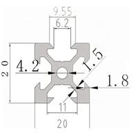 Profilé en aluminium extrudé 6063 T5 2020 2040 à rainures en T et en V de 1000 mm pour rail linéaire d'imprimante 3D avec services de pliage et de découpe