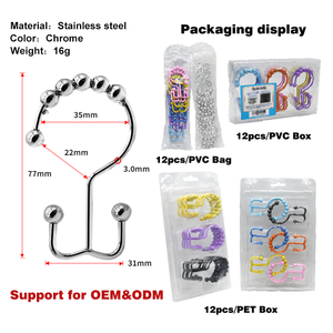 Ganchos para cortina de ducha, anillos para cortina de baño de doble cara, resistentes al óxido, para uso doméstico - Product Image 3