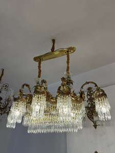 푸푸 로코코 럭셔리 골드 앤티크 브래스 크리스탈 LED 샹들리에 유럽 스타일 대형 호텔용 스위치 컨트롤 - Product Image 2