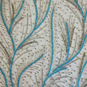 ผ้าตาข่ายปักลูกปัดสำหรับชุดเจ้าสาวเทคนิคการทอผ้า3D ออกแบบได้ตามต้องการ - Product Image 1