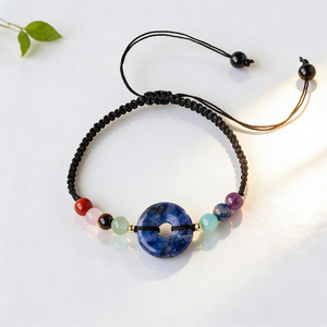 Pulseras de Piedras Preciosas Naturales Trenzadas con Cuentas de Cristal Curativas, Ajustables, con Hebilla de la Suerte y la <span class=keywords><strong>Paz</strong></span> de los 7 Chakras - Product Image 2