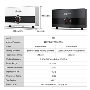 Electric Bathroom Hot Heater Shower 220V 5.5KW Fast Hot with Digital Display Supply Endless Hot Water Water Tankless <b>Bath</b> - Product Image 5