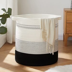 Cestos Personalizados Redondos y Plegables <span class=keywords><strong>para</strong></span> la <span class=keywords><strong>Ropa</strong></span>, <span class=keywords><strong>Cesto</strong></span> Duradero de Almacenamiento <span class=keywords><strong>Tejido</strong></span> de Cuerda de Algodón <span class=keywords><strong>para</strong></span> <span class=keywords><strong>Ropa</strong></span> Sucia - Product Image 3